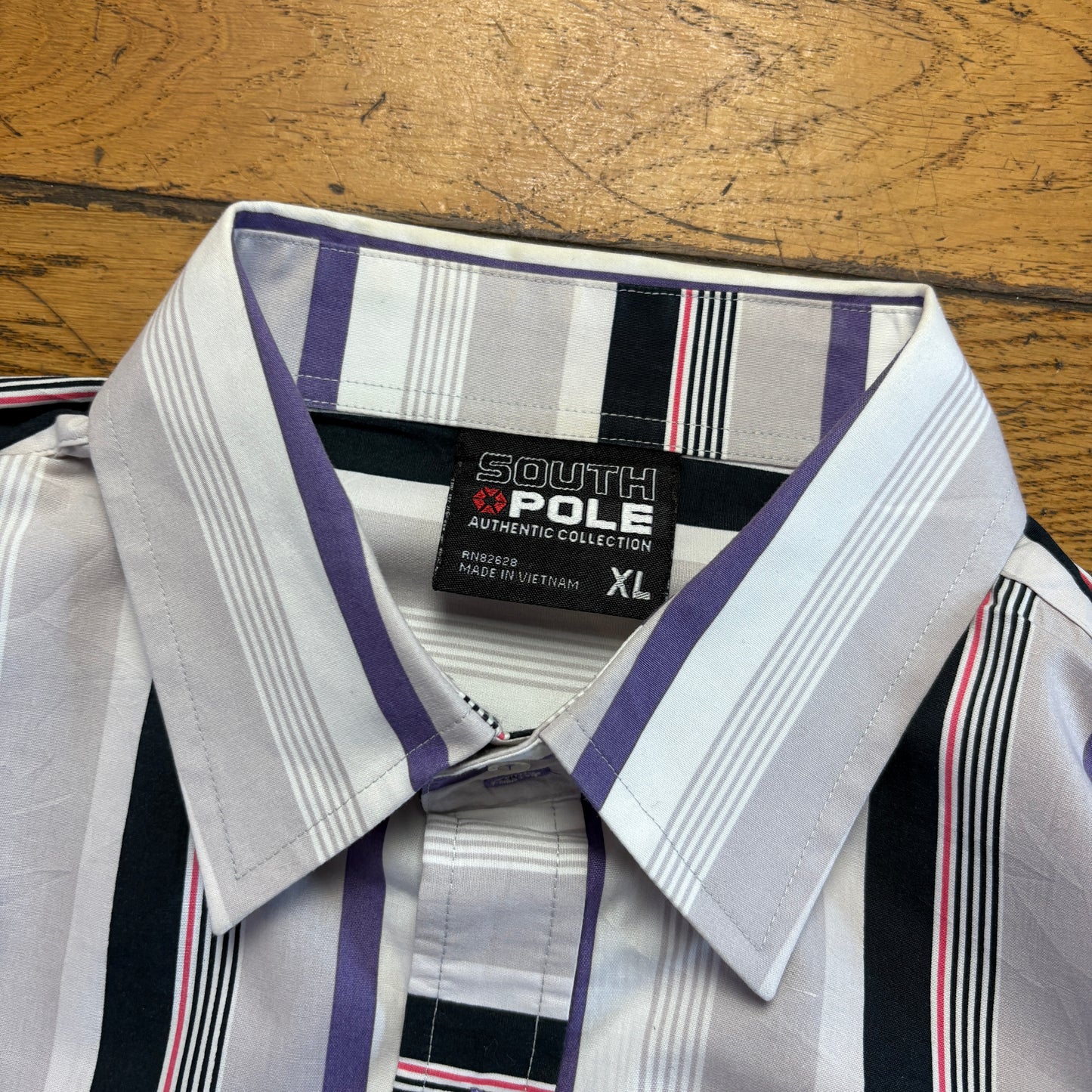 Vintage Southpole White Purple Hip Hop Stripe Shirt - 2XL