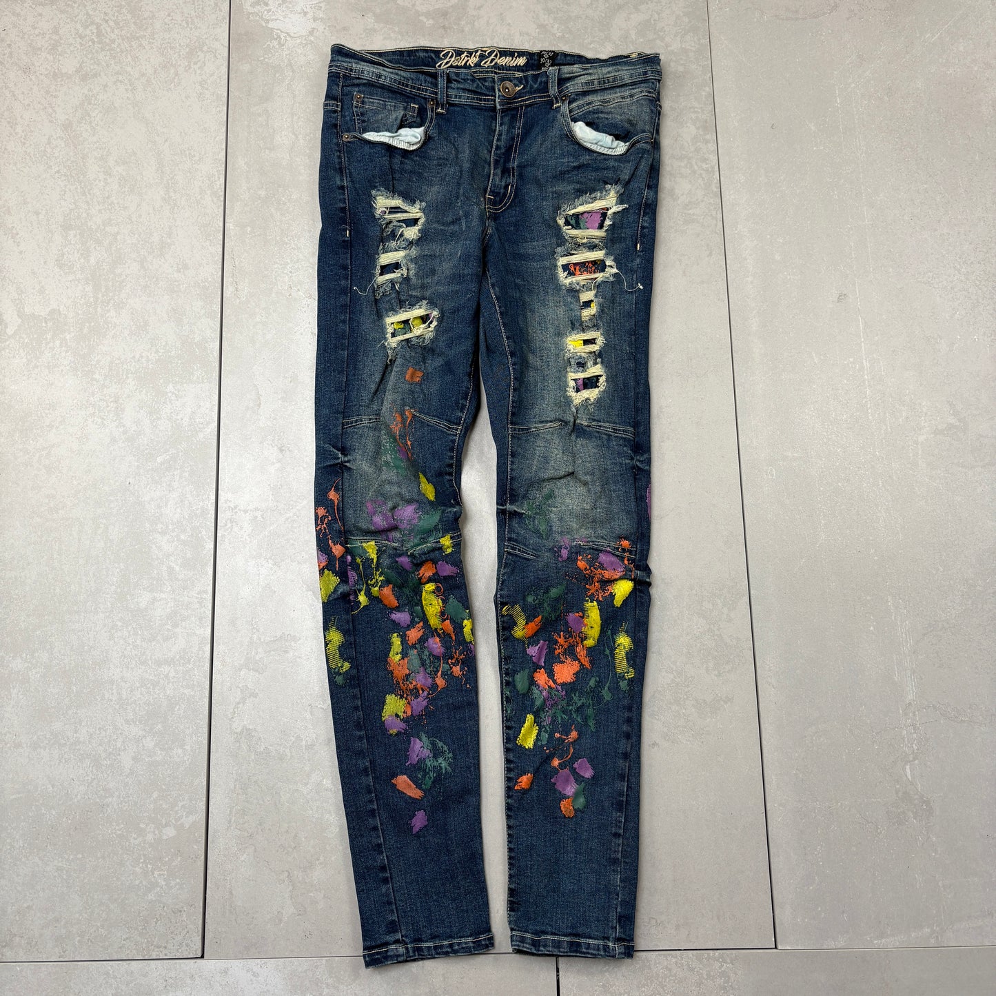 Vintage Skinny Blue Distressed Hip Hop Jeans - 32
