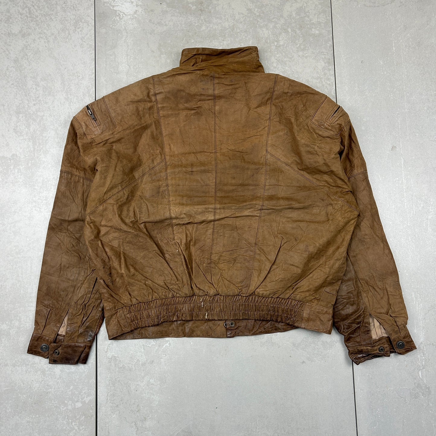 Vintage Aviator Pilot Flight Style Brown Genuine Leather Bomber Jacket - XL