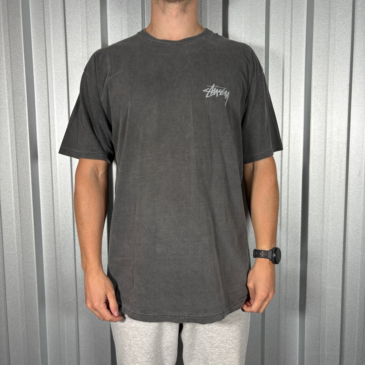 Stussy Grey 8 Ball Graphic T Shirt - L