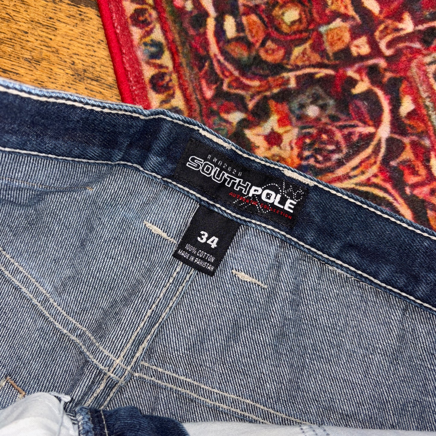 Vintage Southpole Blue Embroidered Y2K Hip Hop Baggy Jeans Shorts Jorts - 35
