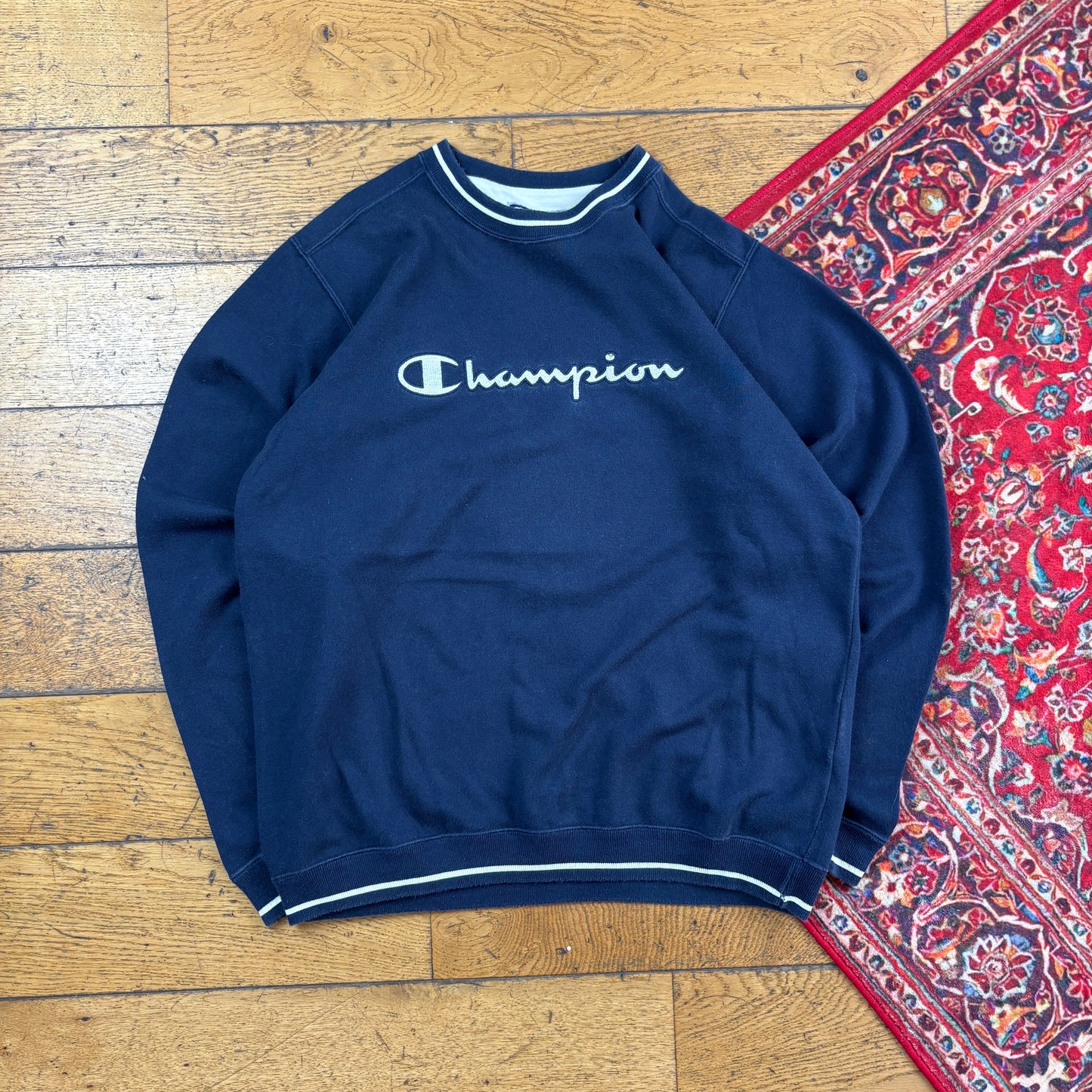 Vintage Navy Champion Embroidered Sweatshirt - M