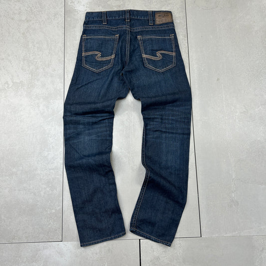 Vintage Embroidered Hip Hop Straight Blue Jeans - 32
