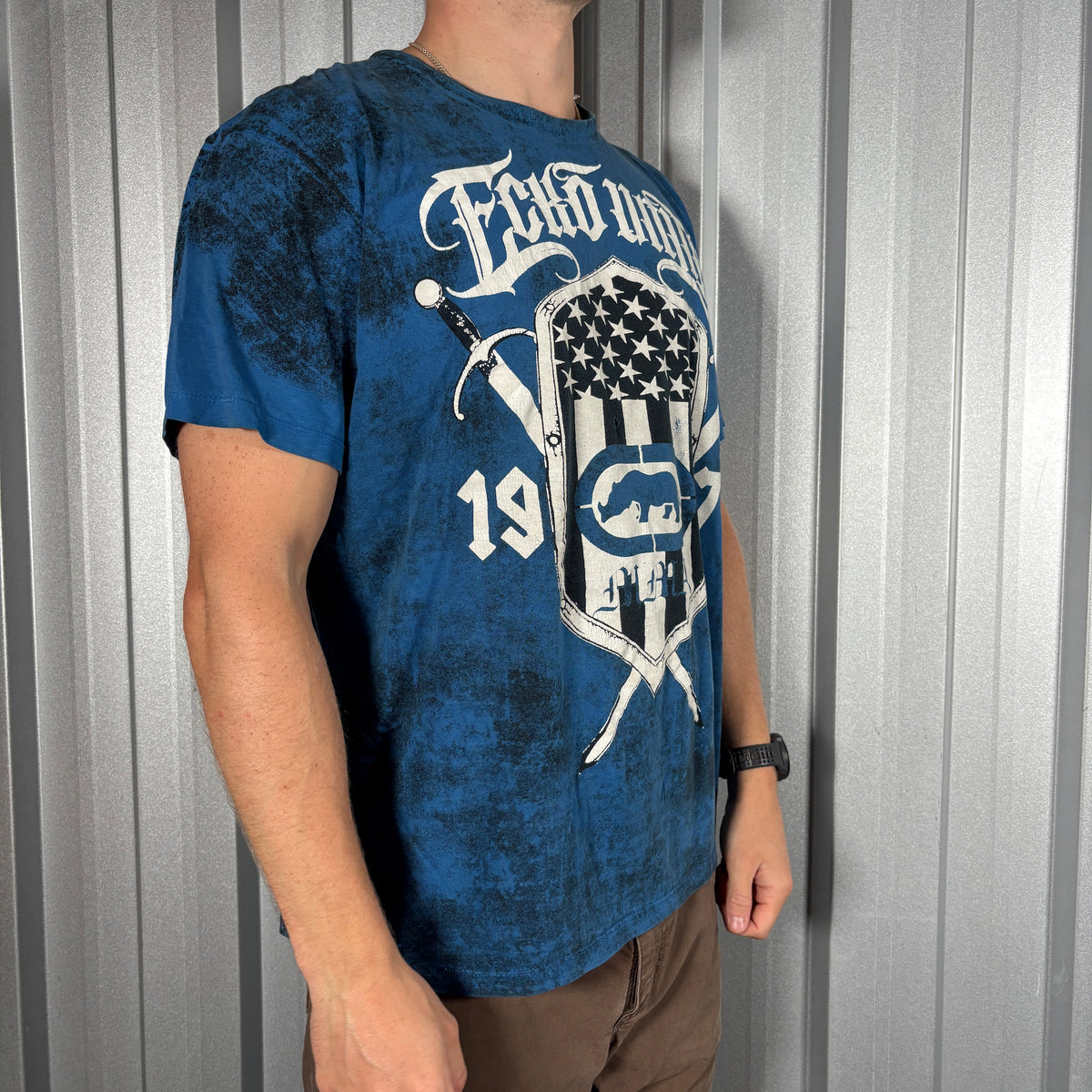 Ecko Unltd Blue Graphic Hip Hop Y2K T Shirt - L