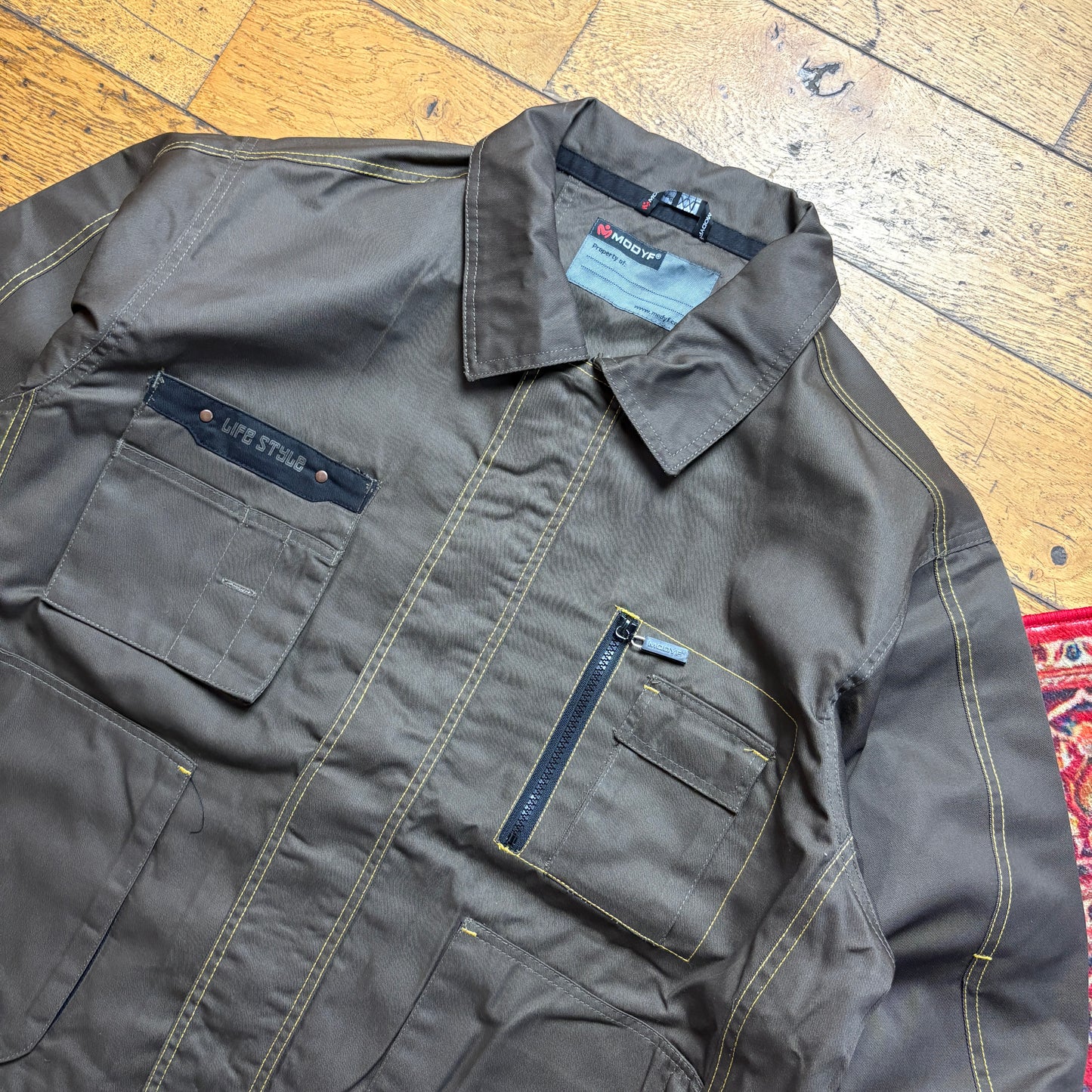 Vintage Modyf Khaki Brown Contrast Stitch Workwear Jacket - 2XL