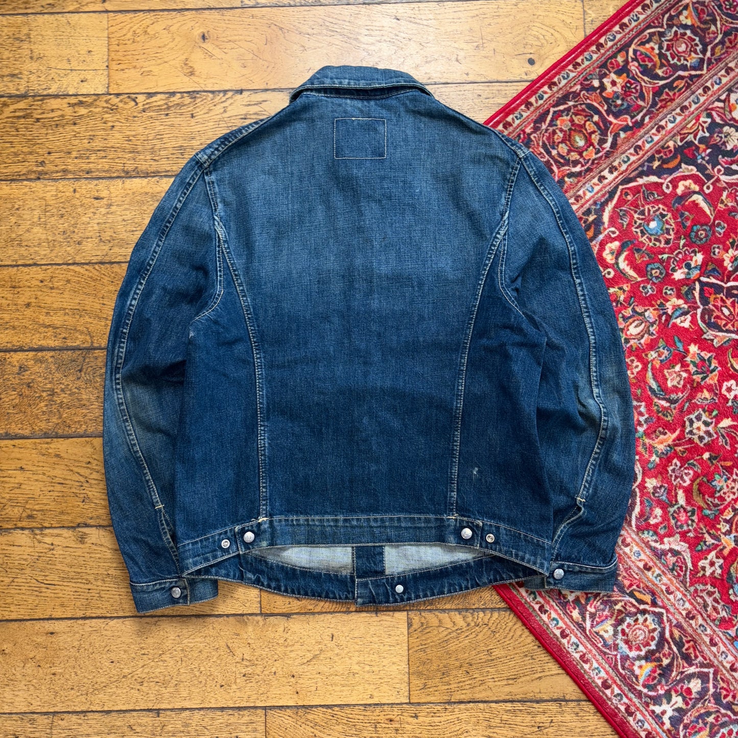 Vintage Levis Engineered Blue Indigo Womens Denim Trucker Chore Jacket - L
