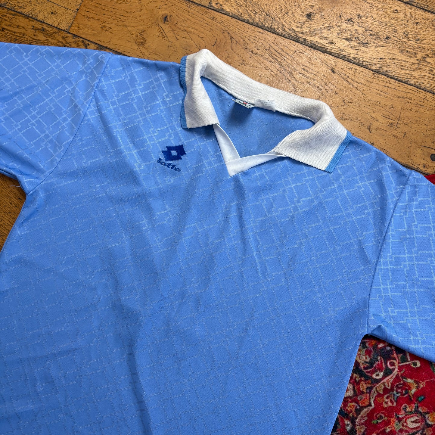 Vintage Lotto Football Blue Polo Shirt - M