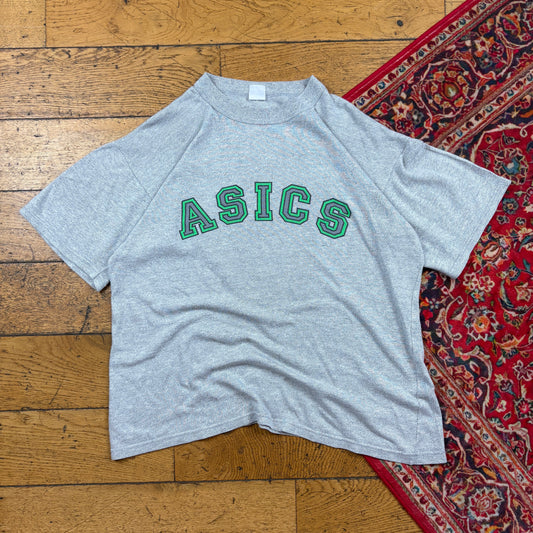 Vintage ASICs Grey Boxy Graphic T-Shirt - M