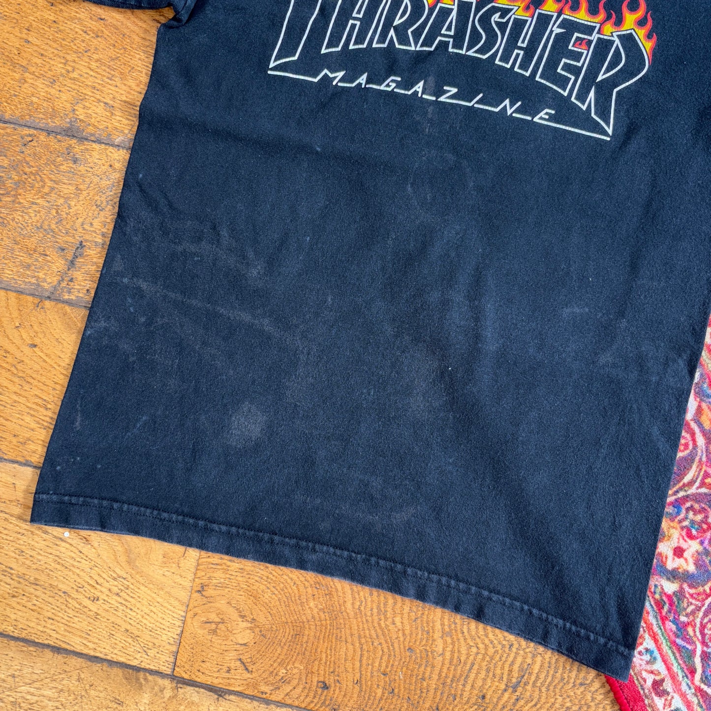 Vintage Thrasher Black Flames Skate Womens Graphic T-Shirt - XS