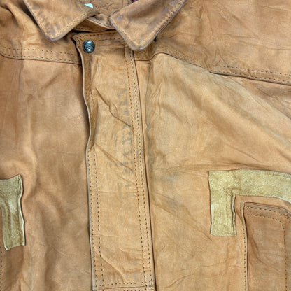 Vintage Orange Brown Genuine Leather Chore Jacket - M