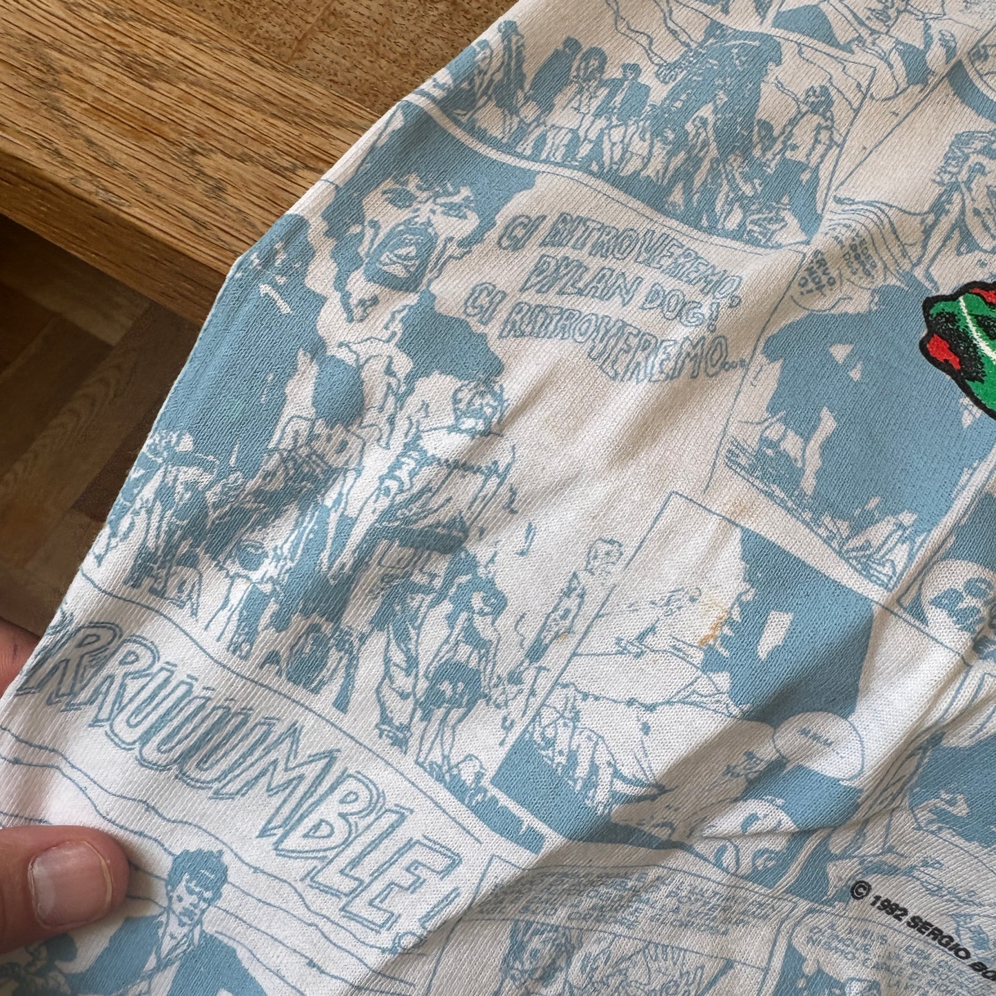 Rare Vintage 1992 Dylan Dog Blue Comic Book All Over Print Graphic T-Shirt - M
