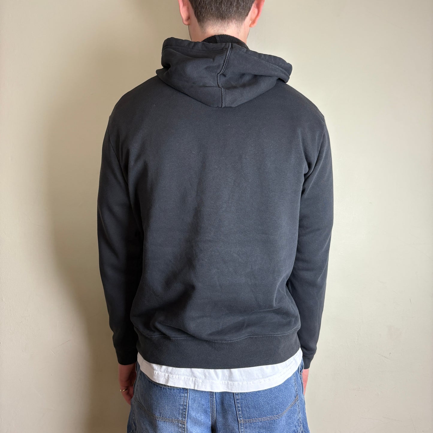 Vintage Gap Black Spellout Embroidered Hoodie Sweatshirt - M
