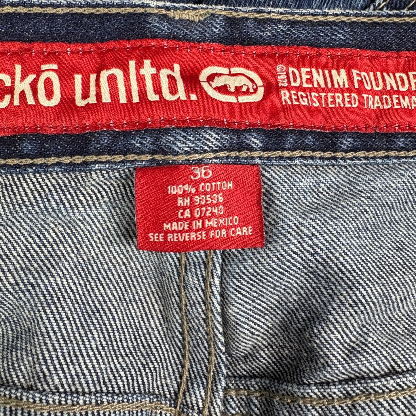 Vintage Ecko Unltd Blue Embroidered Y2K Hip Hop Baggy Jeans - 38