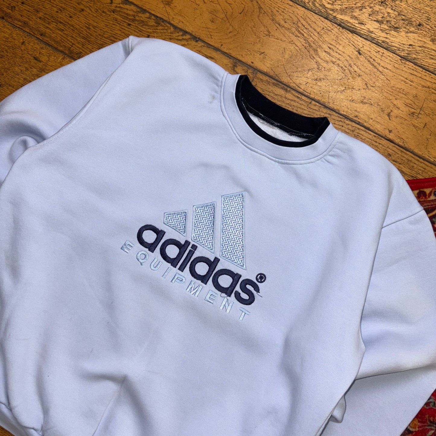 Vintage 90s Adidas Equipment Blue Embroidered Sweatshirt - L
