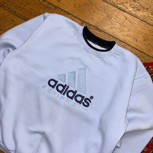 Vintage 90s Adidas Equipment Blue Embroidered Sweatshirt - L