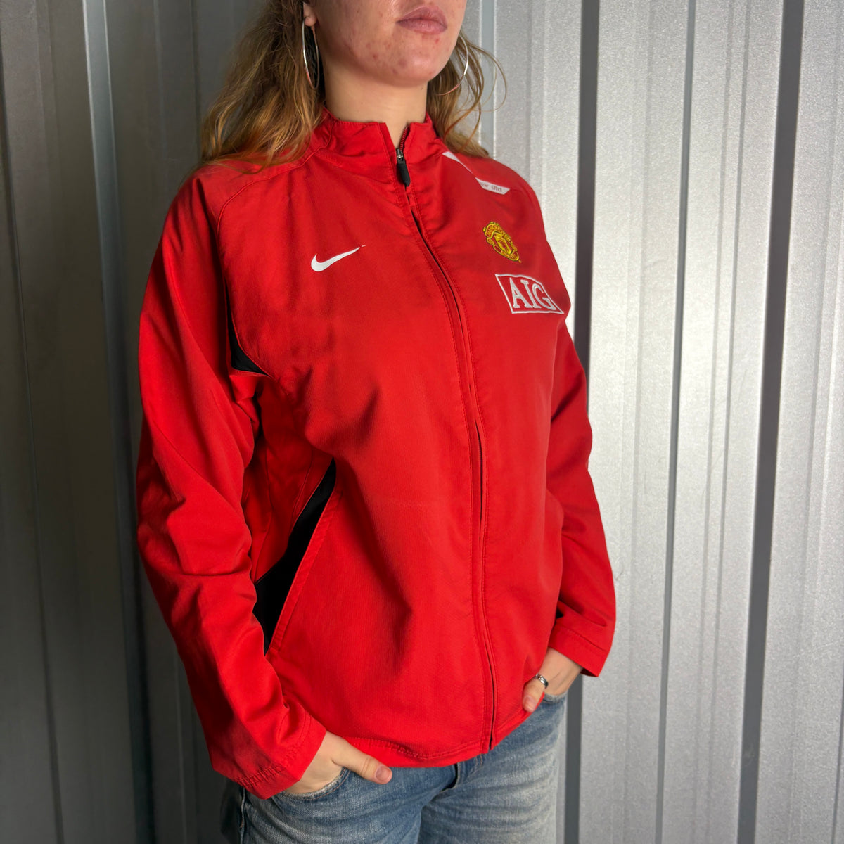 Vintage Manchester United Man U Footaball Tracksuit Training Track Jacket - XS
