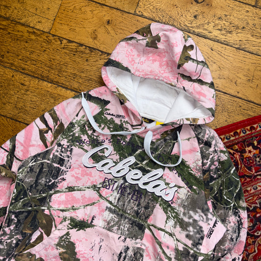 Vintage Cabelas Realtree Womens Camo Pink Hoodie Sweatshirt - M