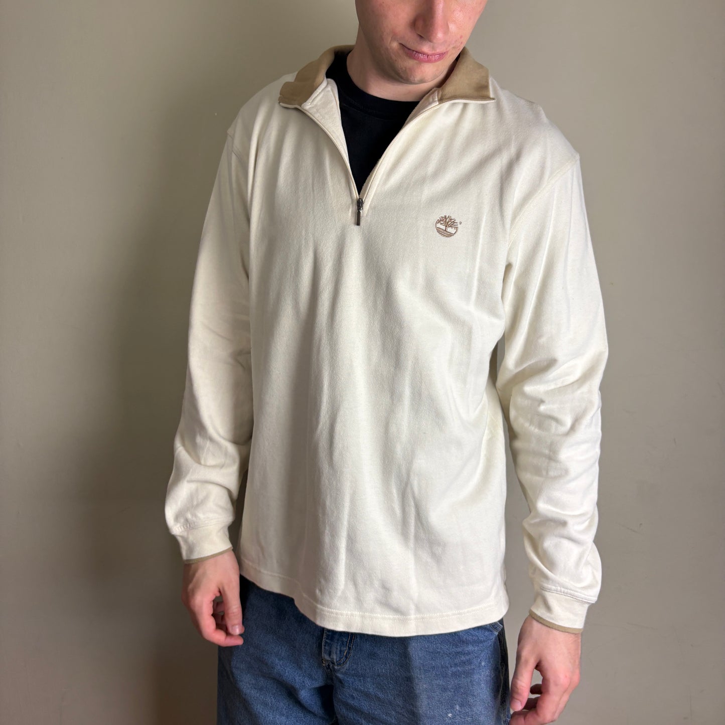 Vintage Timberland Cream Quarter Zip Sweatshirt - L