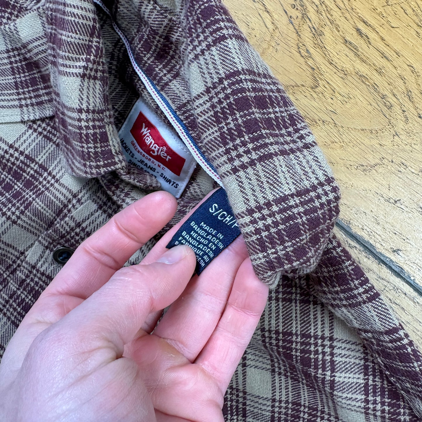 Vintage Wrangler Burgundy Check Shirt - S
