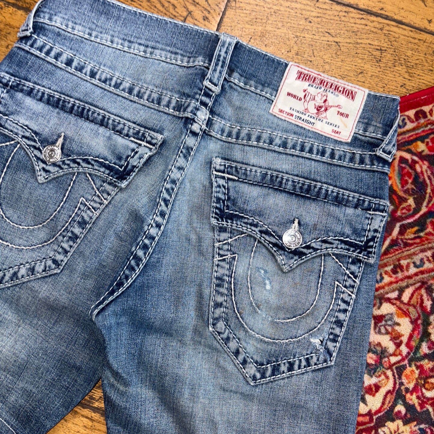 Vintage True Religion Blue Embroidered Y2K Shorts Jorts - 30