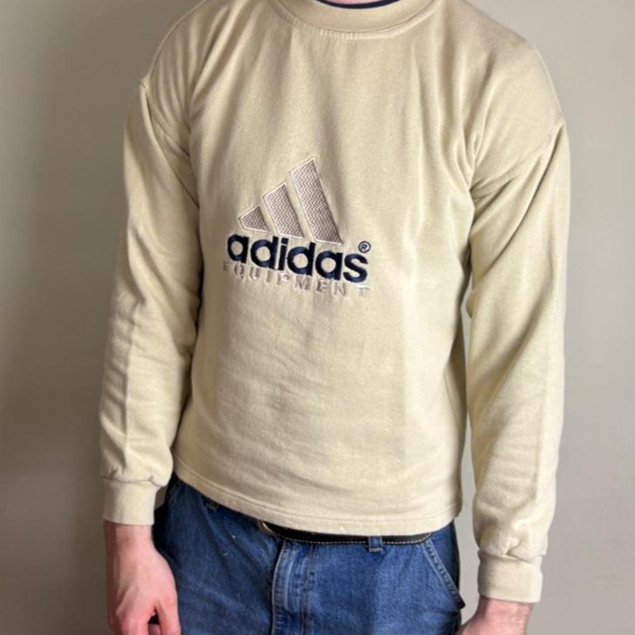 Vintage Adidas Equipment Cream Embroidered Sweatshirt - S
