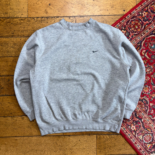 Vintage Nike Grey Swoosh Y2K Embroidered Sweatshirt - XL