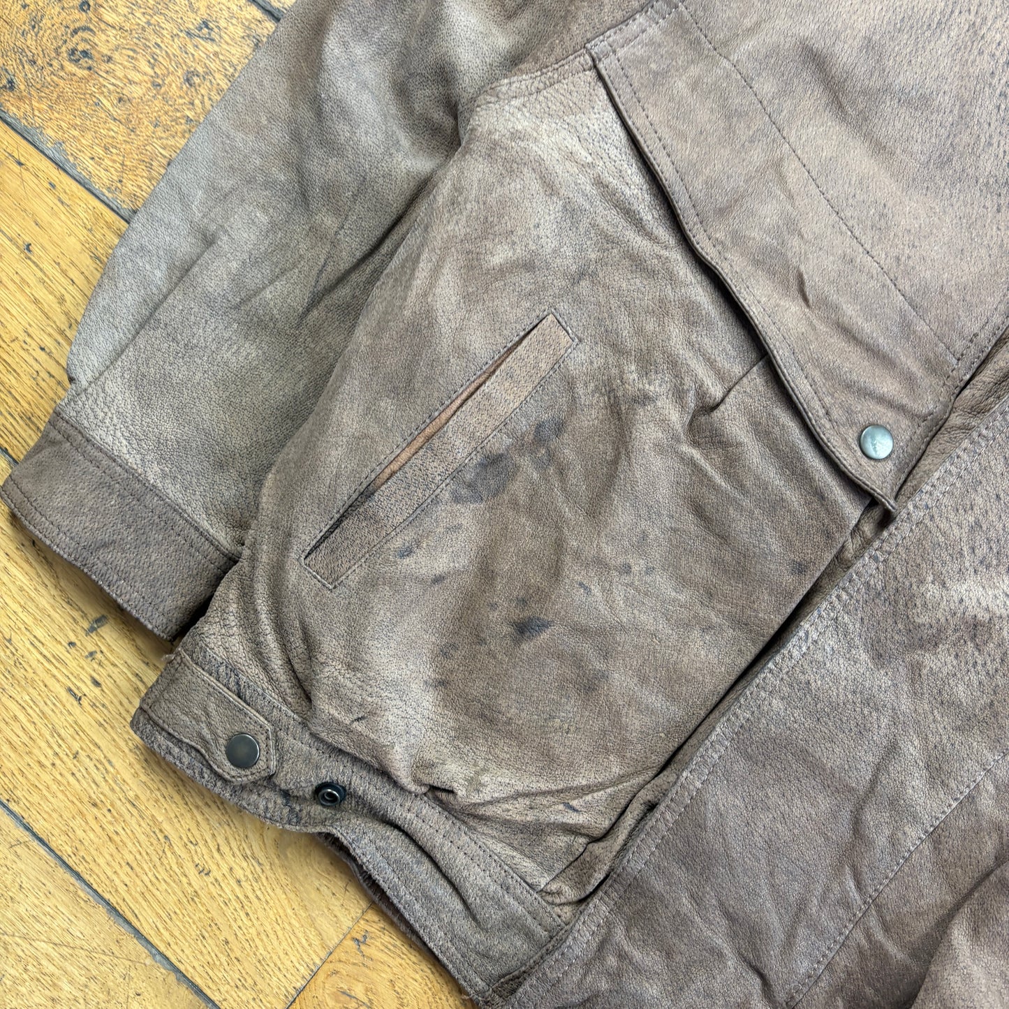 Vintage Bomber Suede Aviator Brown Leather Jacket - L