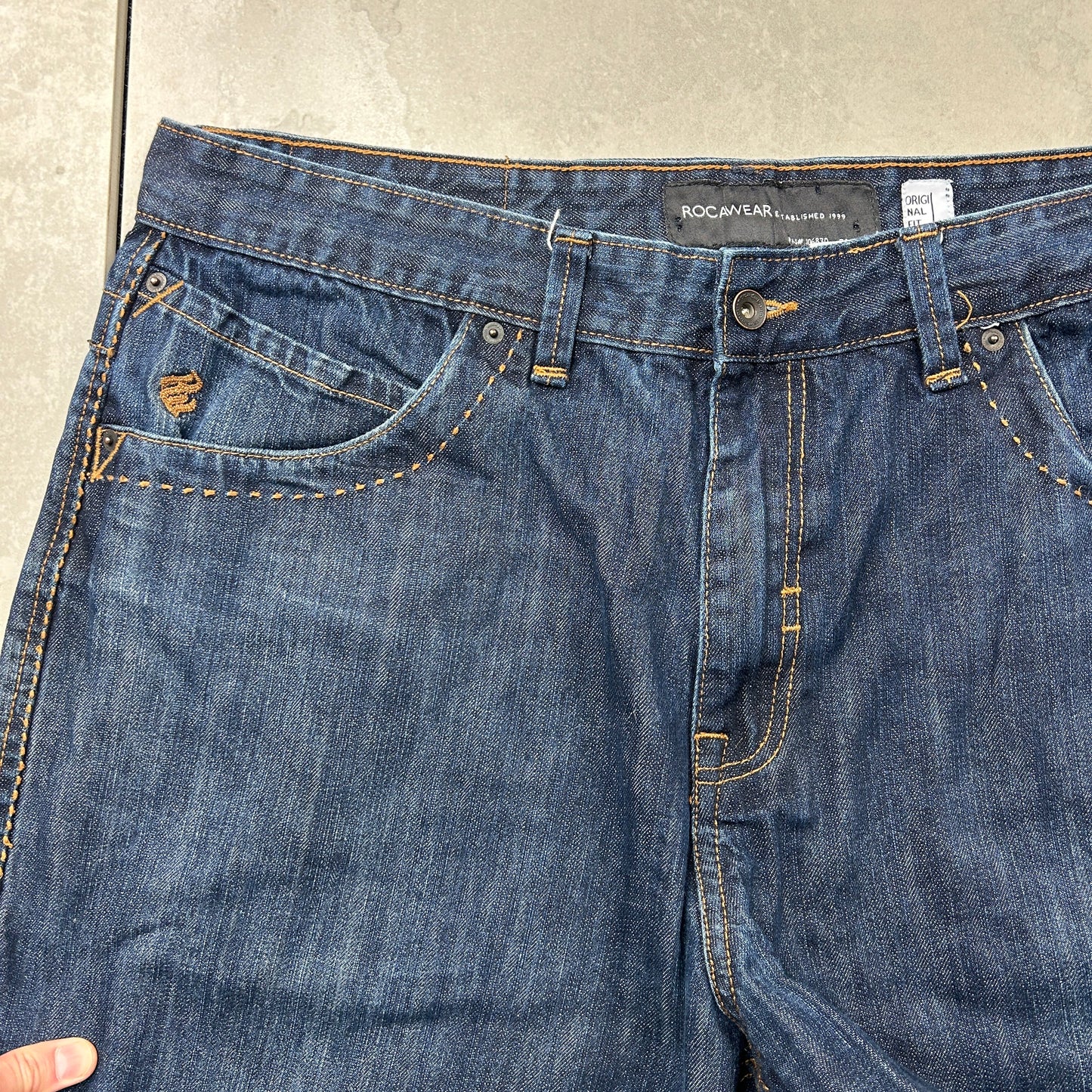 Vintage Rocawear Embroidered Hip Hop Baggy Blue Jeans - 42