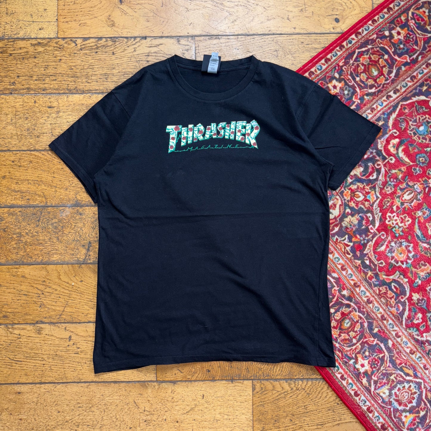 Vintage Thrasher Black Skate Graphic T-Shirt - S