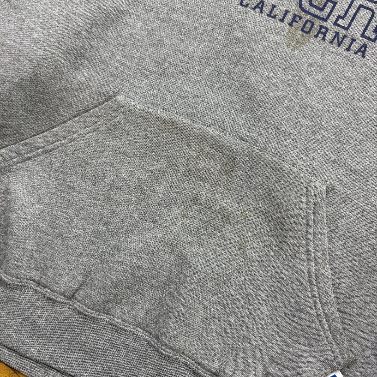 Vintage Russell Athletic Grey Surfwear USA College Hoodie Sweatshirt - M