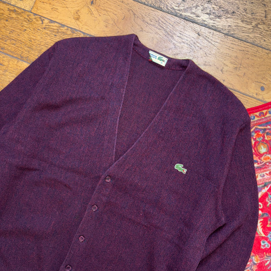 Vintage Chemise Lacoste Burgundy Wool Knit Jumper - L
