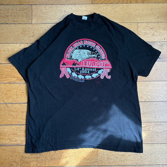 Vintage 1994 Motorbike Single Stitch Black Graphic T-Shirt - 3XL