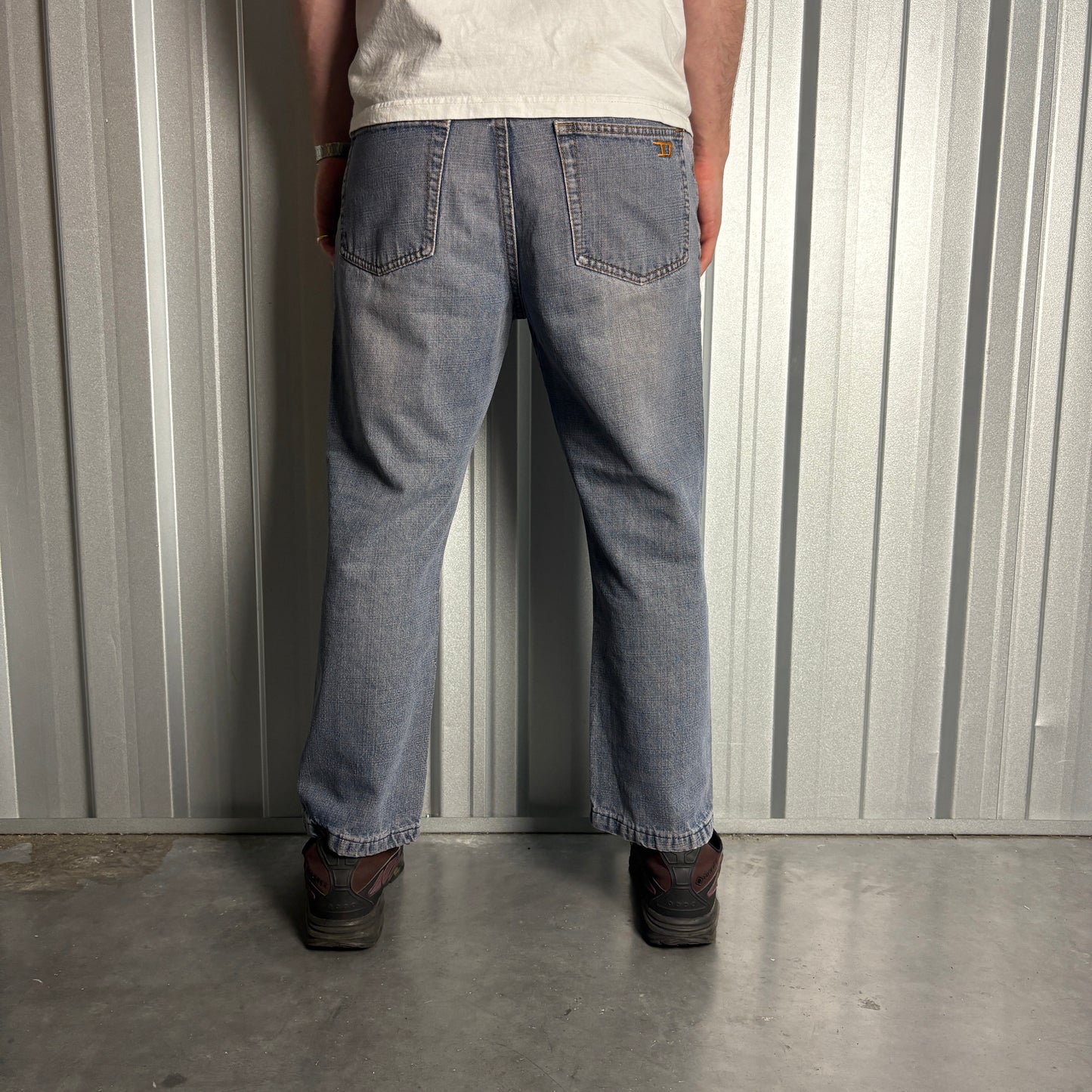 Vintage Diesel Blue Embroidered Y2K Baggy Jeans - 34S
