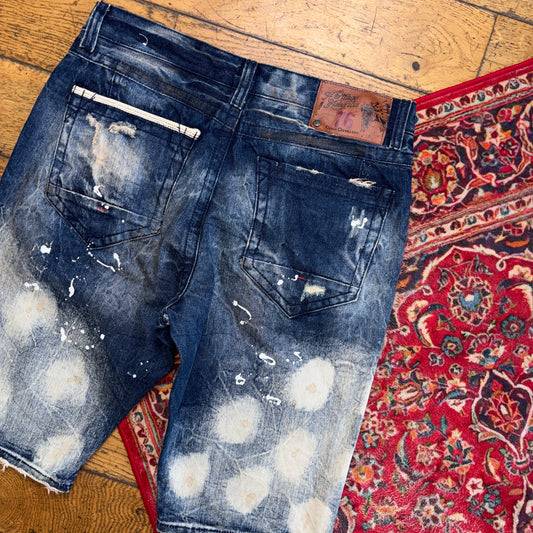 Vintage Blue Bleached Denim Shorts - 36