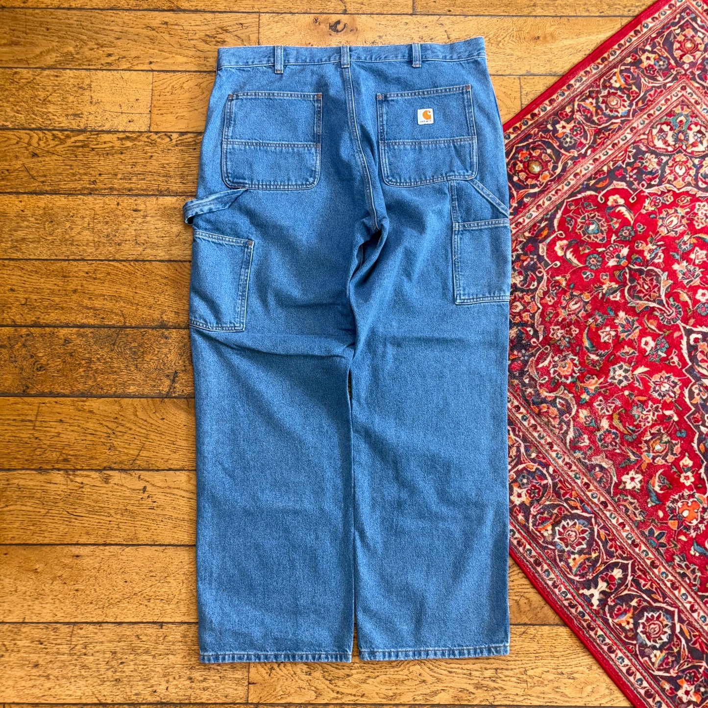 New Carhartt Double Knee Carpenter Baggy Blue Jeans - 38R