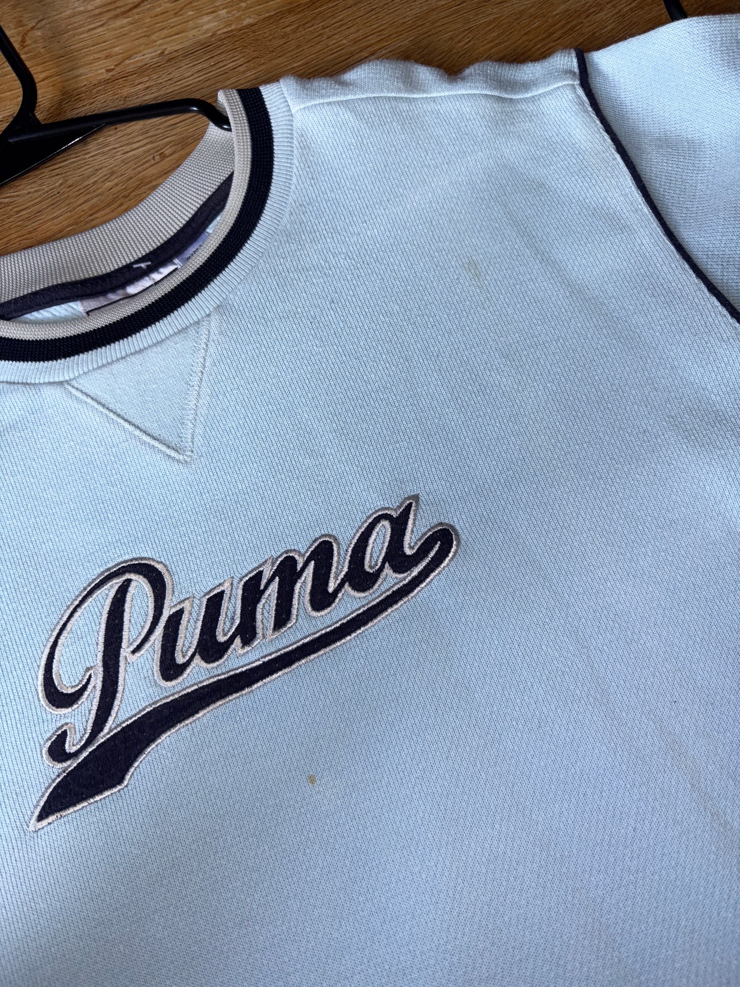 Vintage Puma Blue Ringer Y2K Embroidered Sweatshirt - M