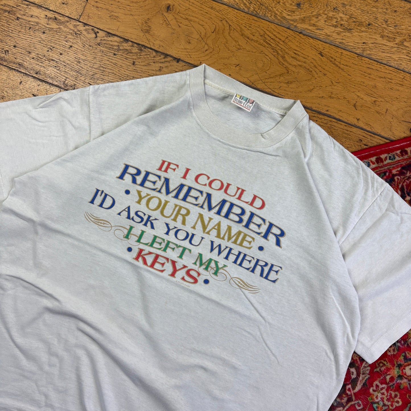 Vintage 90s Funny White Single Stitch Graphic T-Shirt - XL