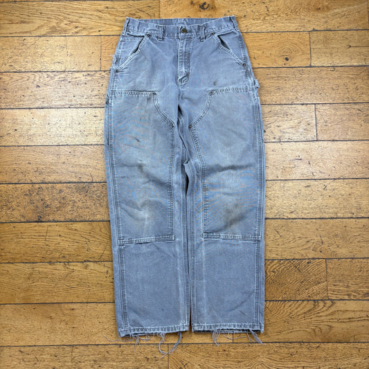 Vintage Carhartt Grey Double Knee Workwear Carpenter Baggy Trousers - 30