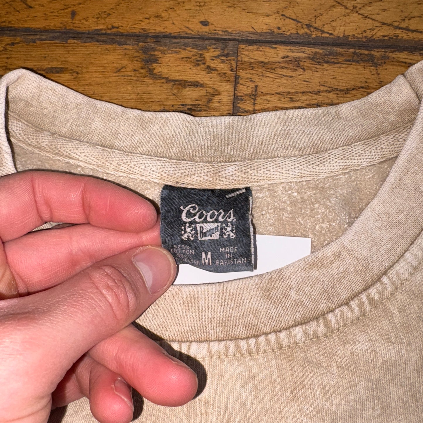 Vintage Coors Beer Cream Cowboy Western Embroidered Sweatshirt - S
