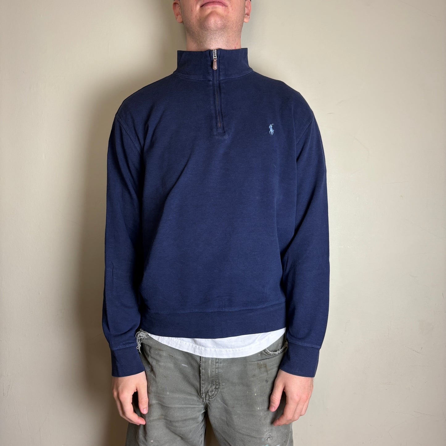 Vintage Ralph Lauren Navy Blue Quarter Zip Jumper - L