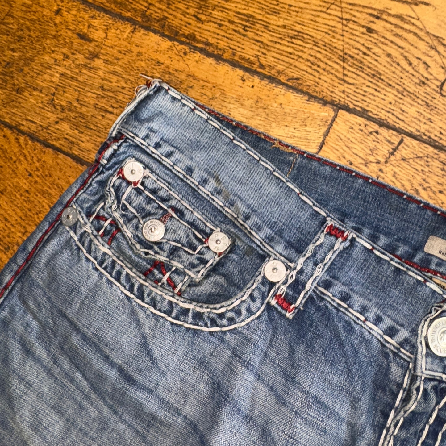 Vintage True Religion Blue Embroidered Y2K Shorts Jorts - 42