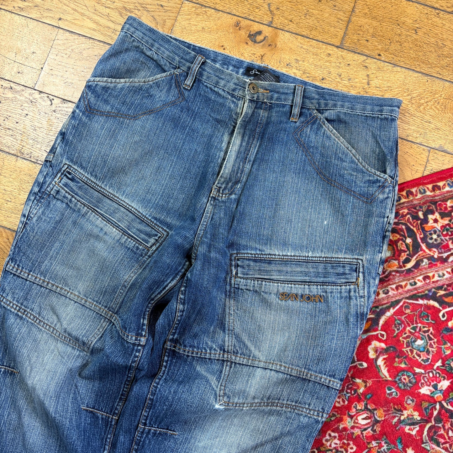 Vintage Sean John Blue Double Knee Y2K Hip Hop Baggy Jeans - 40