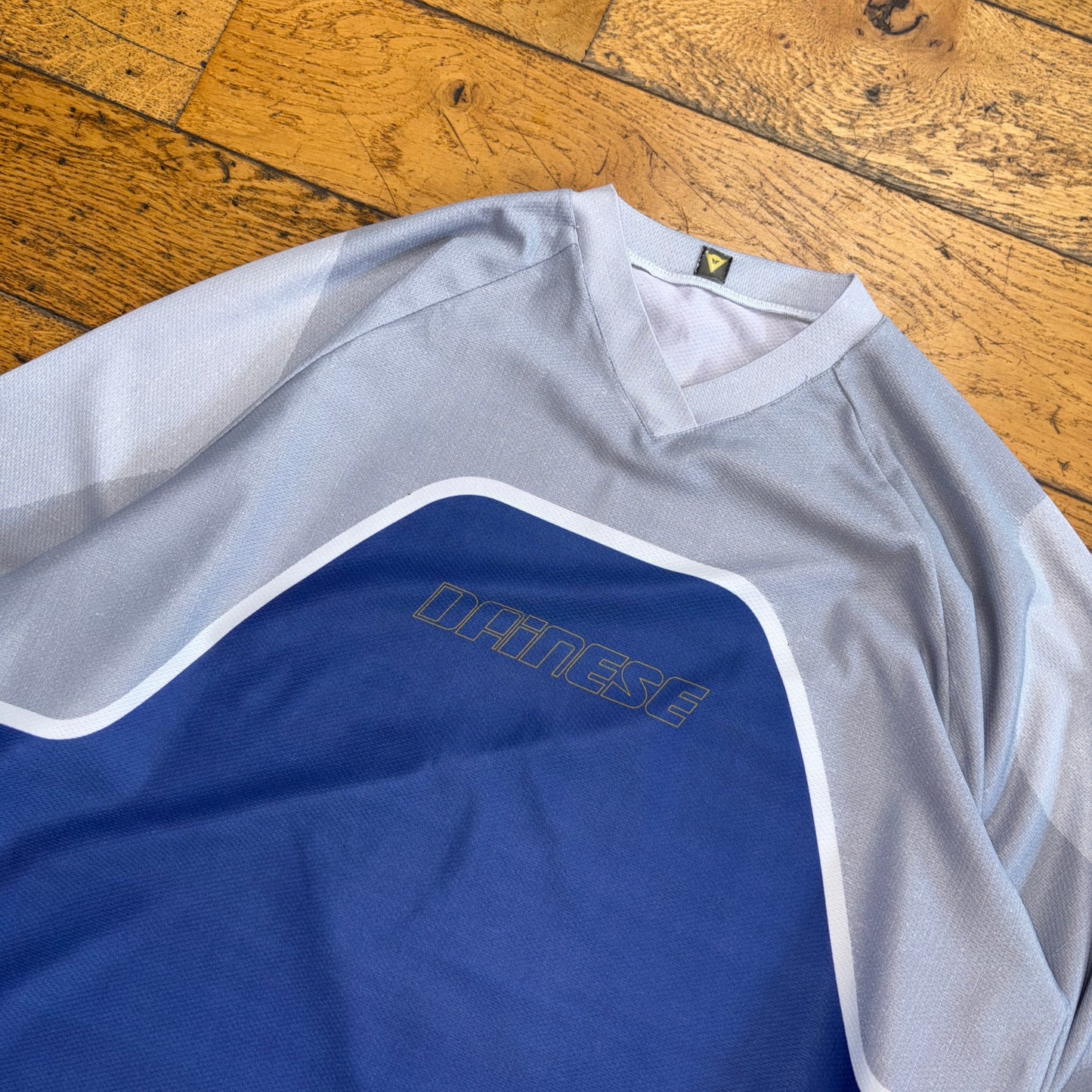 Vintage Dainese Long Sleeve Grey Blue Racing Motorbike Cycling T-Shirt - L
