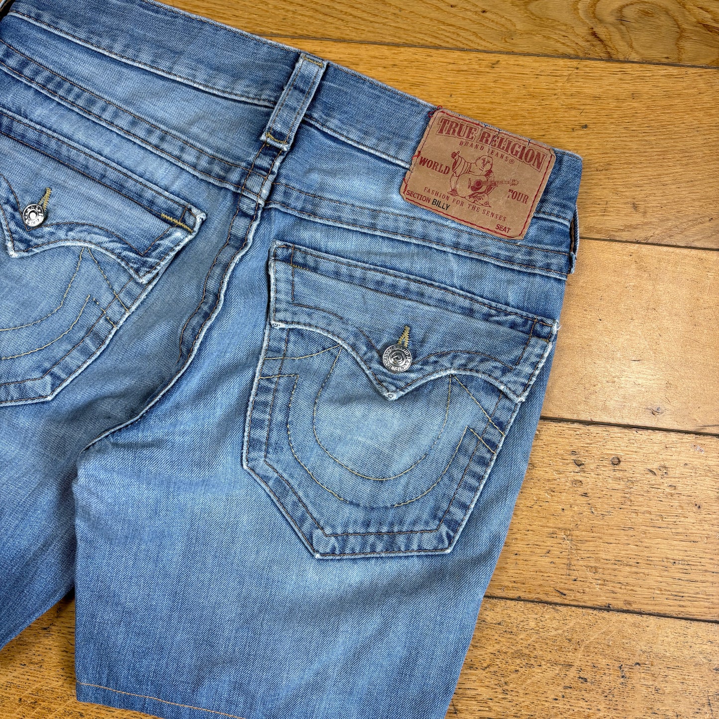 Vintage True Religion Blue Embroidered Y2K Shorts Jorts - 32