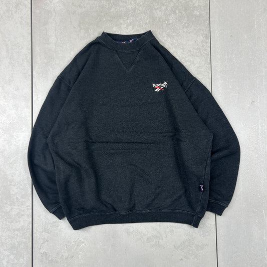 Vintage 90s Reebok Embroidered Black Sweatshirt - S