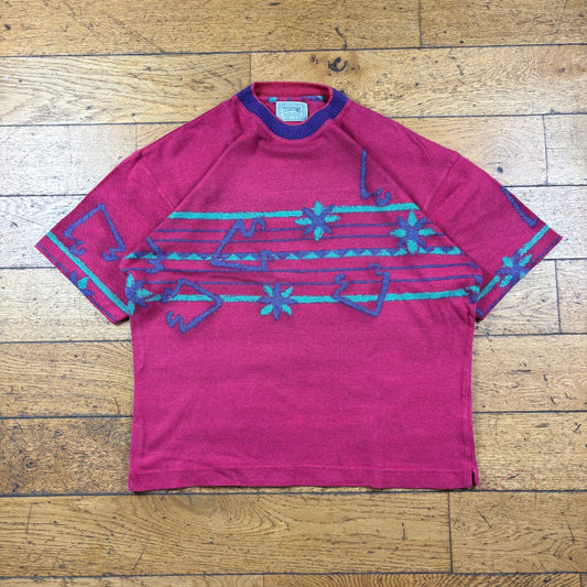 Vintage 90s Pattern Pink Graphic T-Shirt - XL