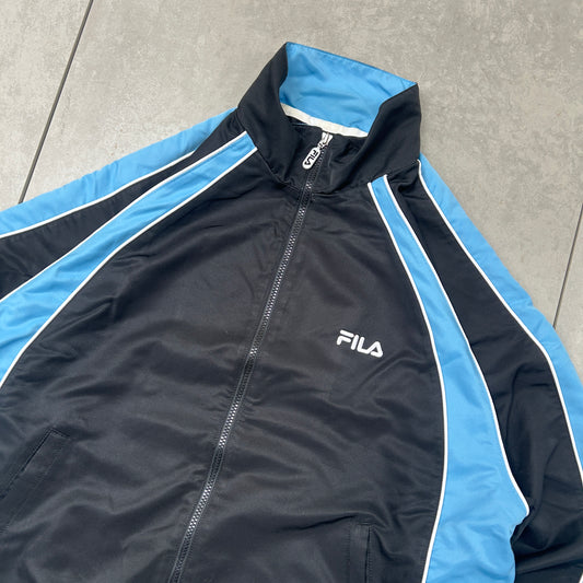 Vintage Fila Black Tracksuit Track Shell Windbreaker Jacket - M