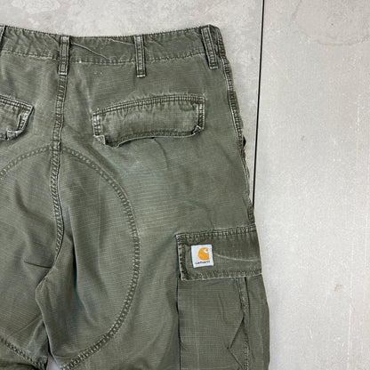 Vintage Carhartt Green Khaki Workwear Carpenter Baggy Cargo Trousers - 34