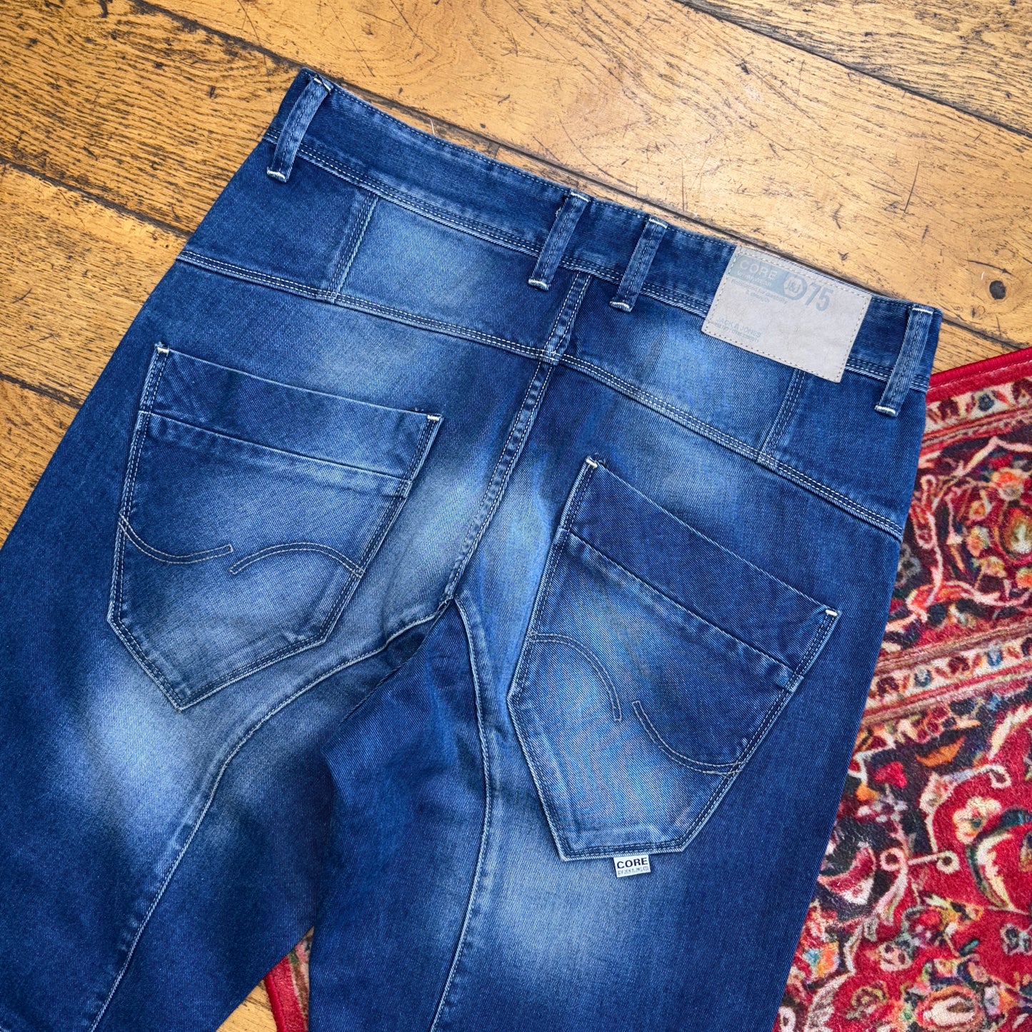 Vintage Embroidered Hip Hop Blue Shorts Jorts - 34