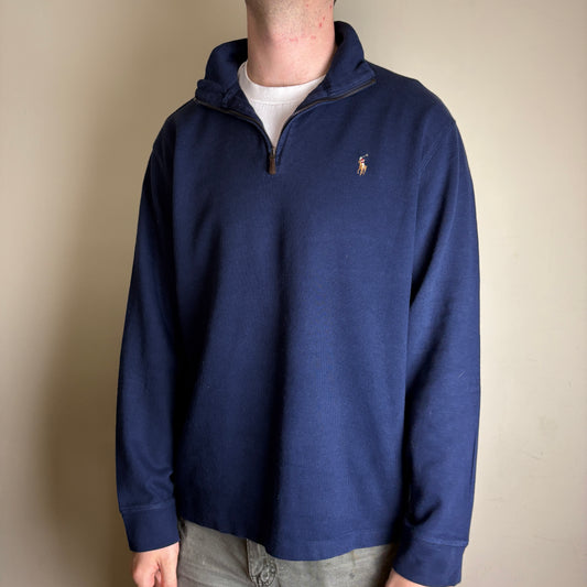 Vintage Ralph Lauren Navy Quarter Zip Jumper - L
